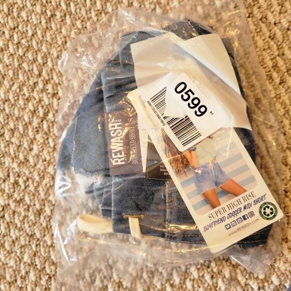 REWASH Juniors Denim Jogger Shorts Blue Size Small - Picture 12 of 12